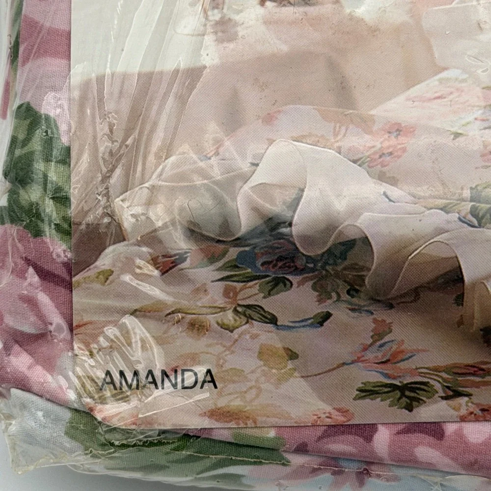 Vintage JCPenney The Home Collection Amanda Floral Twin Sheet Set Pink Rose NEW